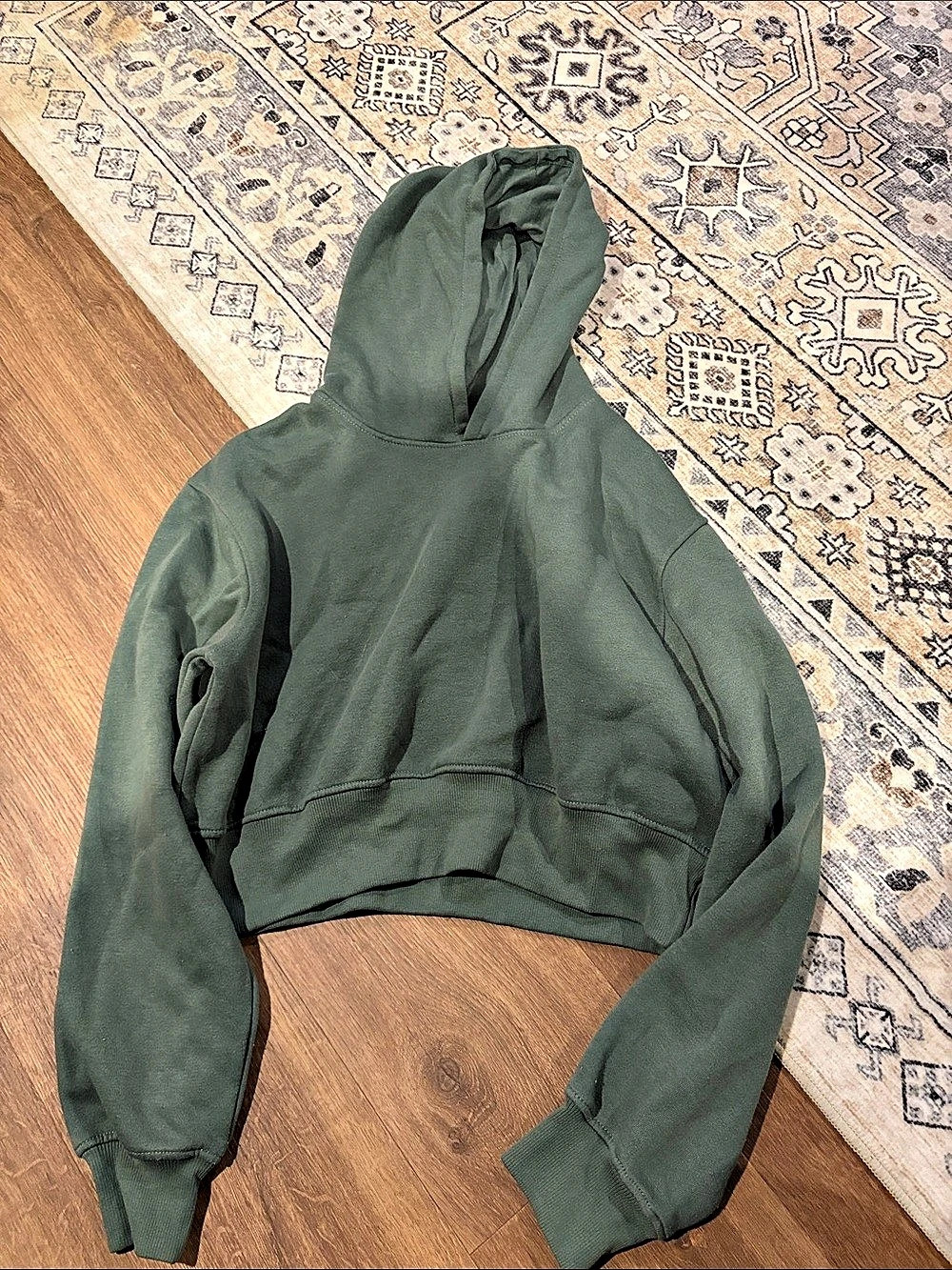 Refuge Athletics Cropped Fleece Hoodie Green Small